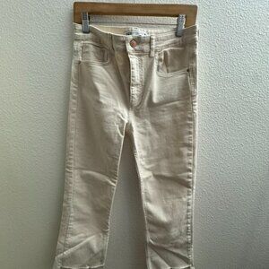 Zara Cream Raw Hem Straight Crop Jeans Size 8